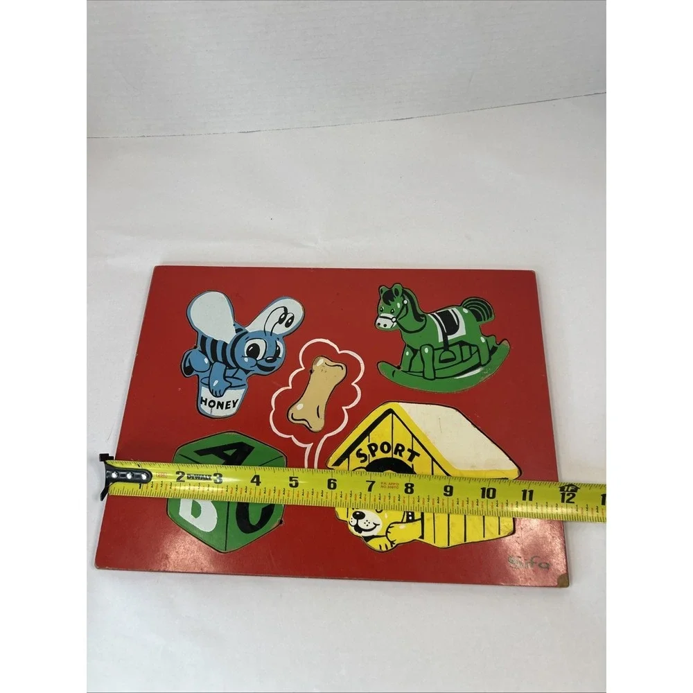 Vintage SIFO Wooden Toy Puppy Honey Bee Shape Puzzle‎ Read